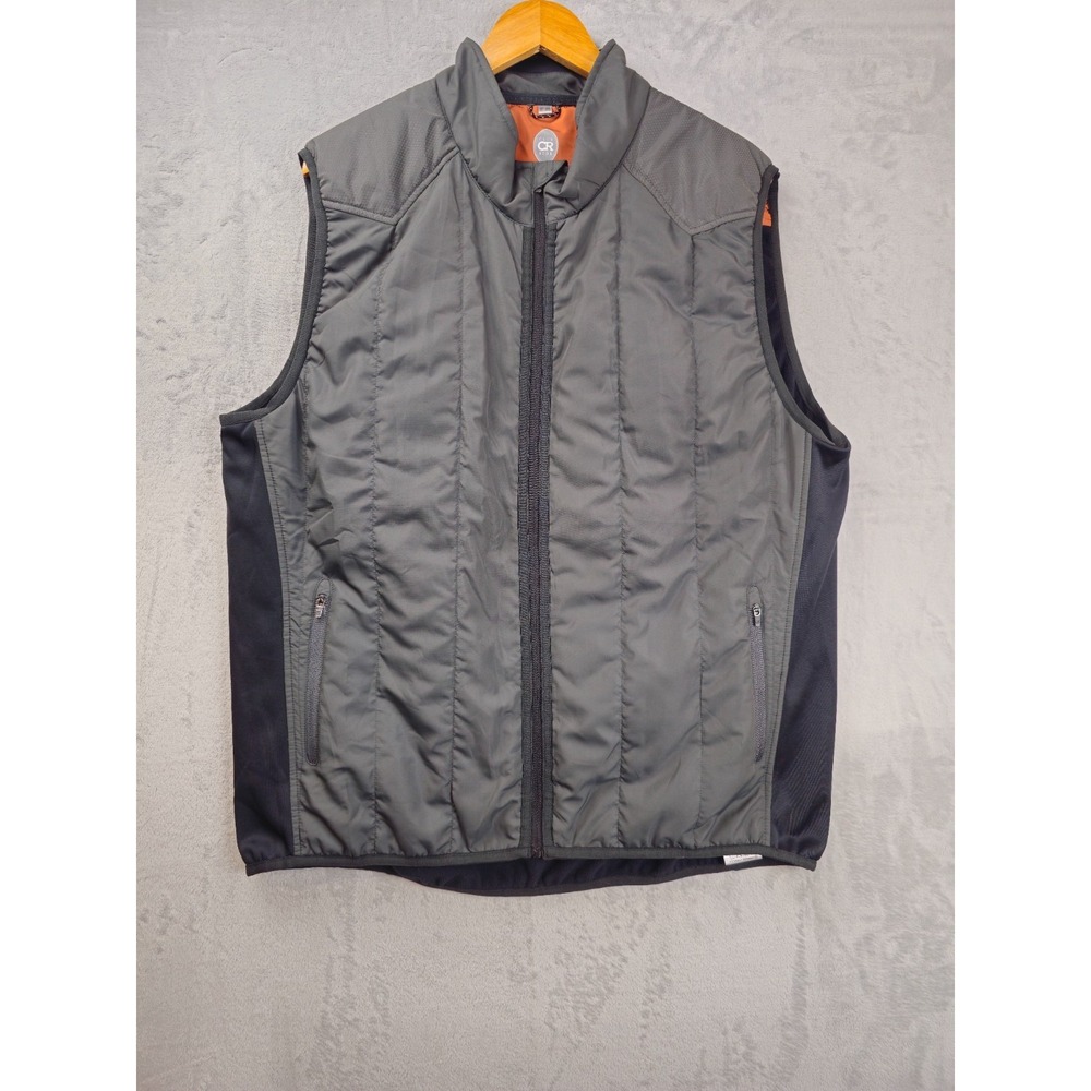 Men's XXL Club Ride Gray Black Outdoor Full Zip Vest with Zippered Pockets